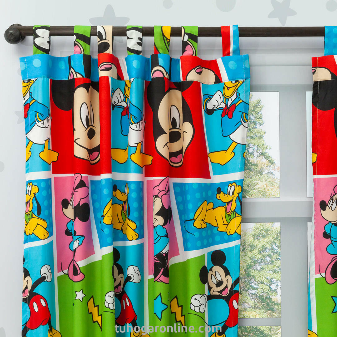 Juego De Sábana Con Cortinas Cama Semidoble Disney Mickey Y Sus Amigos Multicolor Estampados Animados