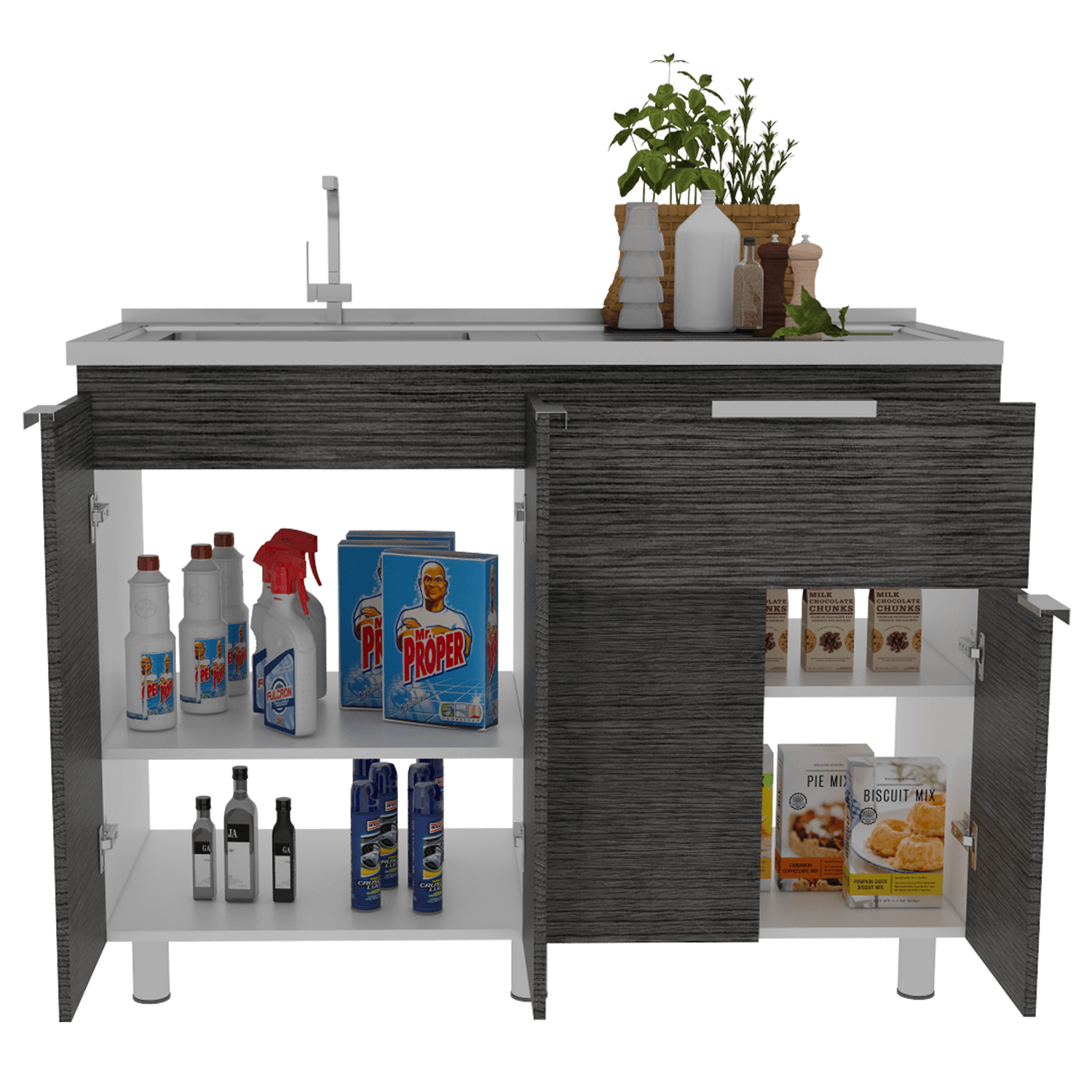 Mueble Inferior Fendi Roble Gris