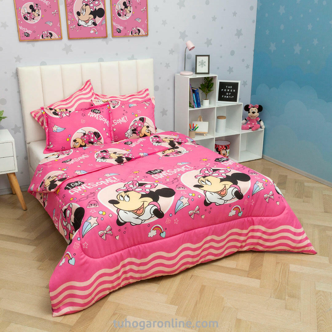 Cubrelecho Acolchado Cama Semidoble Disney Minnie Jr