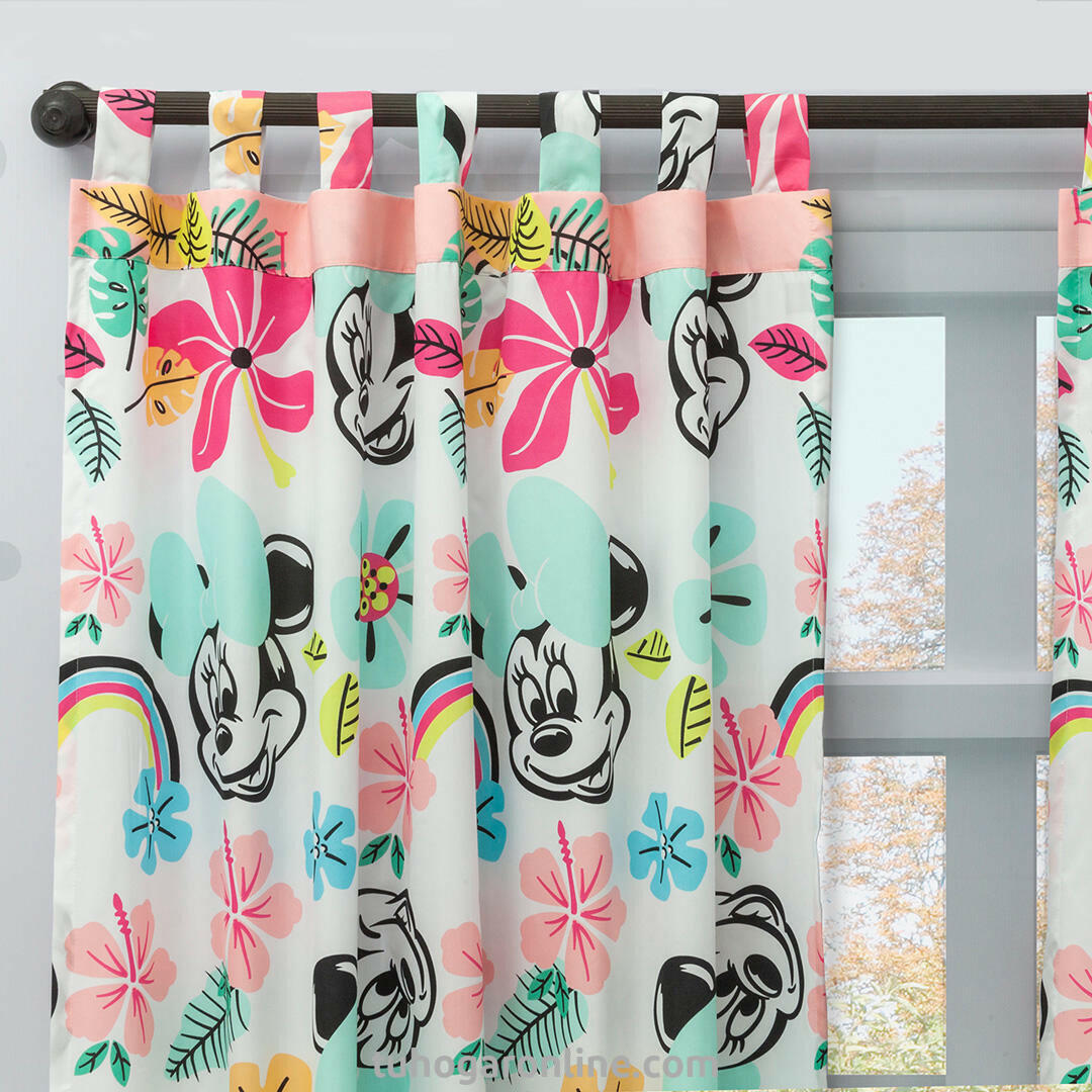 Juego De Sábana Con Cortinas Cama Semidoble Disney Minnie Rosado Estampados Animados