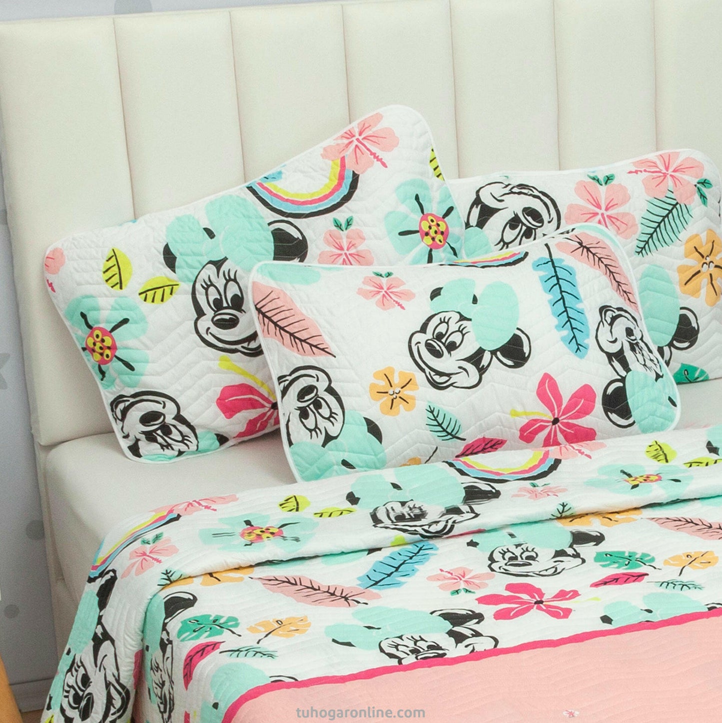 Cubrelecho Prensado Disney Minnie Rosado Estampados Animados