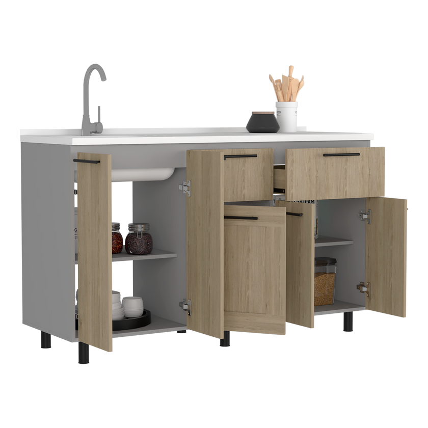 Modulo Inferior 150 Kitchen Hasselt Rta Gris + Rovere