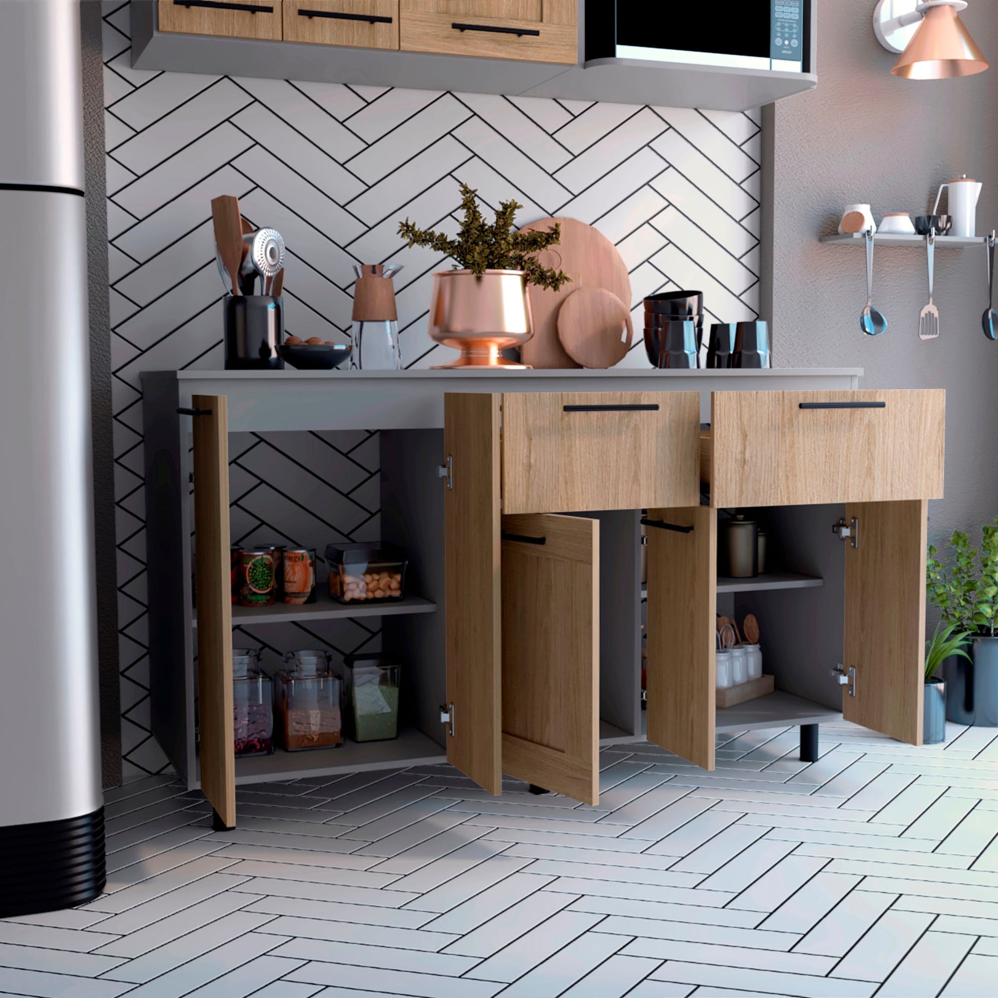Modulo Inferior 150 Kitchen Hasselt Rta Gris Rovere