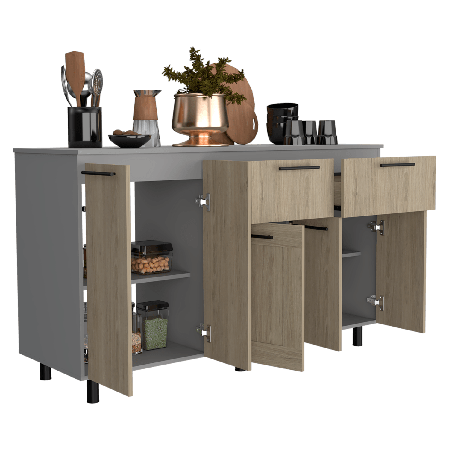 Modulo Inferior 150 Kitchen Hasselt Rta Gris Rovere