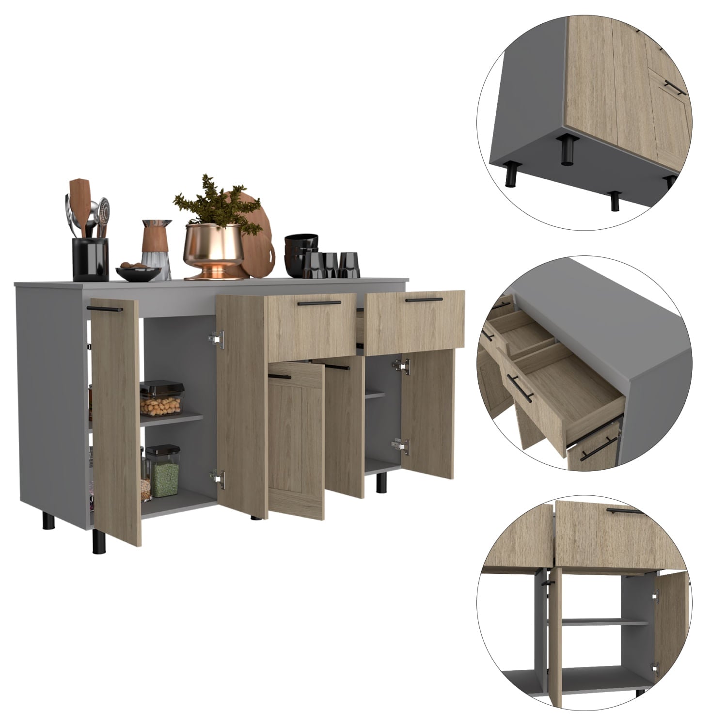 Modulo Inferior 150 Kitchen Hasselt Rta Gris Rovere