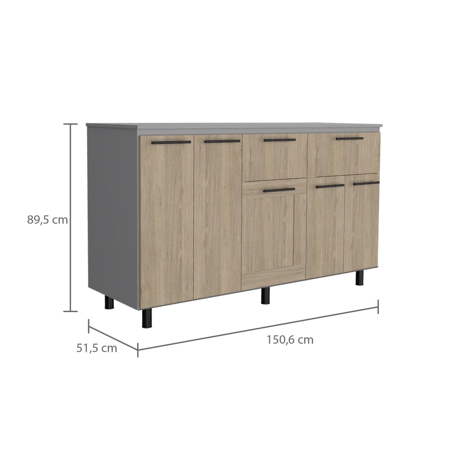 Modulo Inferior 150 Kitchen Hasselt Rta Gris Rovere
