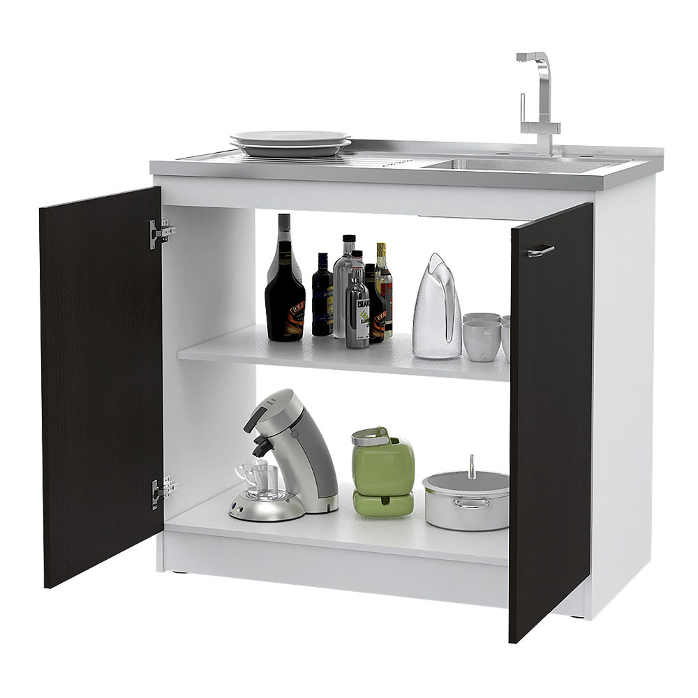 Mueble Inferior Kit Lavaplaros Napoles Rta Blanco + Wengue Zf