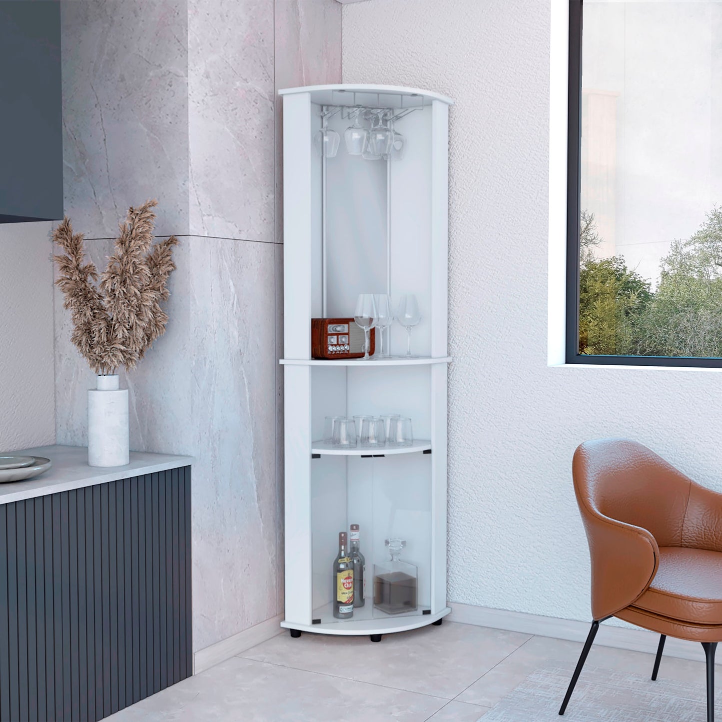 Bar Esquinero Chicago 189 X 45 X 45 Rta Blanco