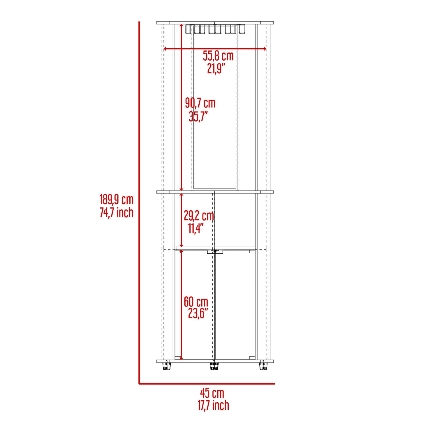 Bar Esquinero Chicago 189 X 45 X 45 Rta Blanco