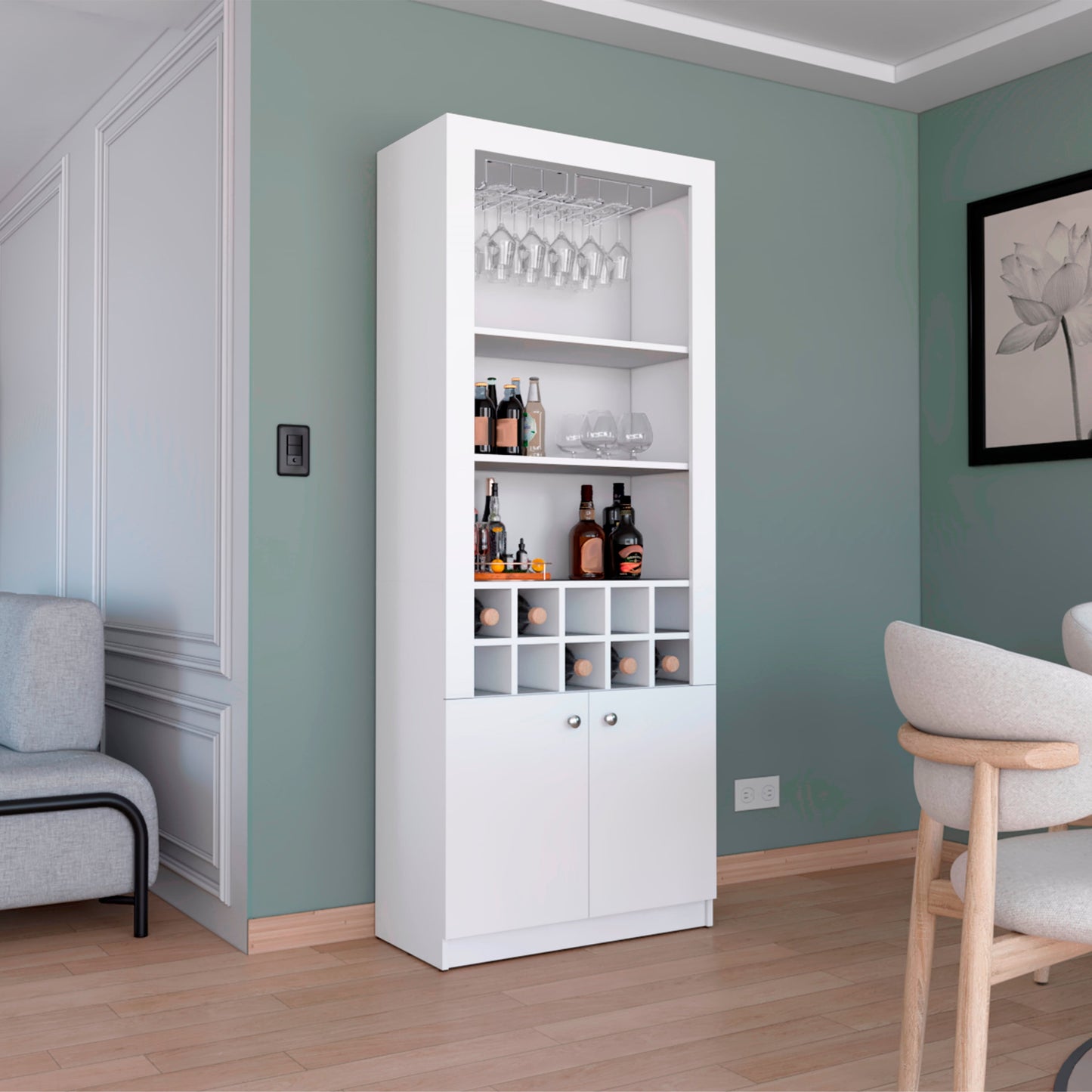 Mueble Bar Nebo 190X75X36 Rta Blanco Zf