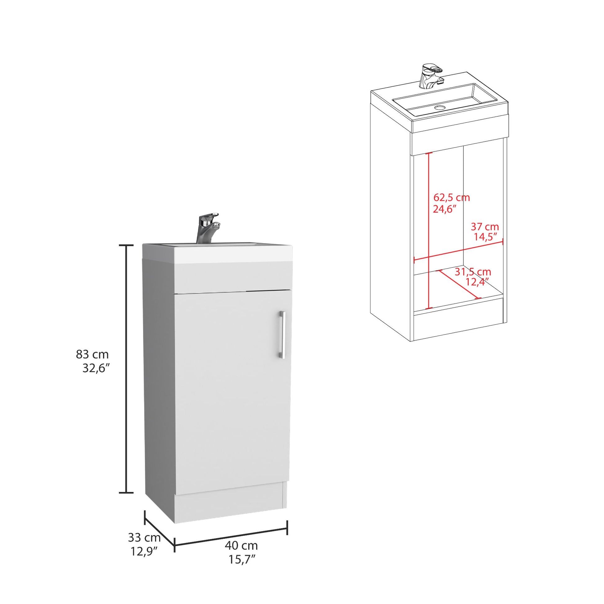 Mueble Lavamanos Madrid 83X40X33 Rta Blanco Zf