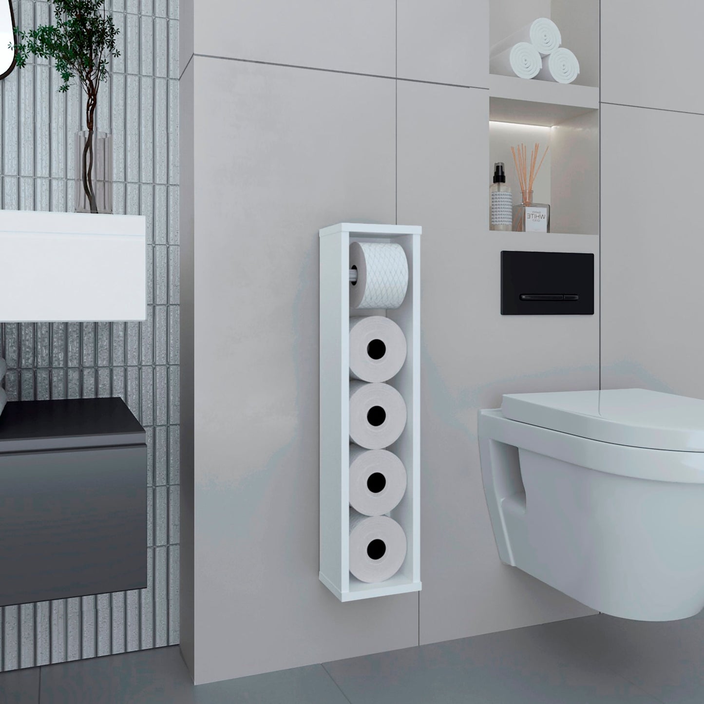 Mueble Organizador Bali Baño 71X16X13 Rta Blanco Zf