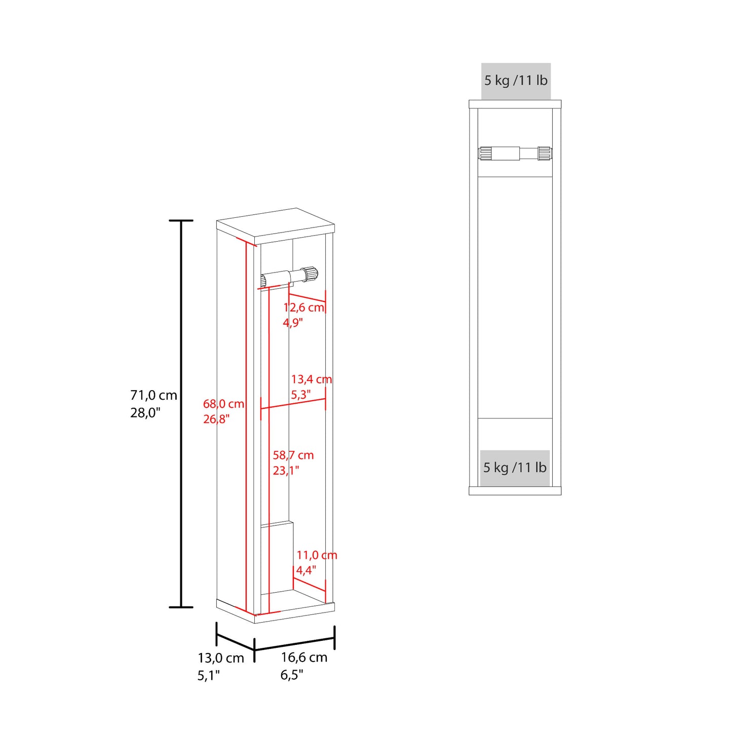 Mueble Organizador Bali Baño 71X16X13 Rta Blanco Zf