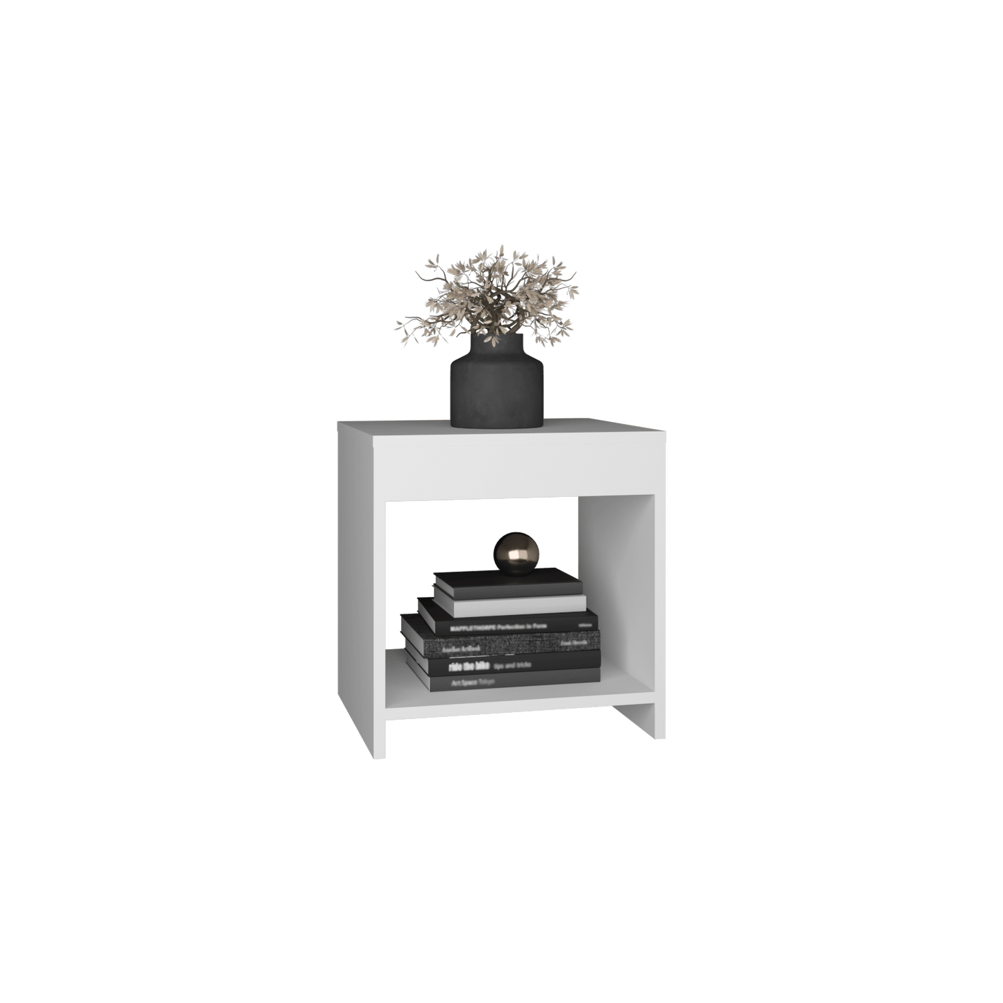 Mesa De Noche Chroma 42X40 Rta Blanco Zf