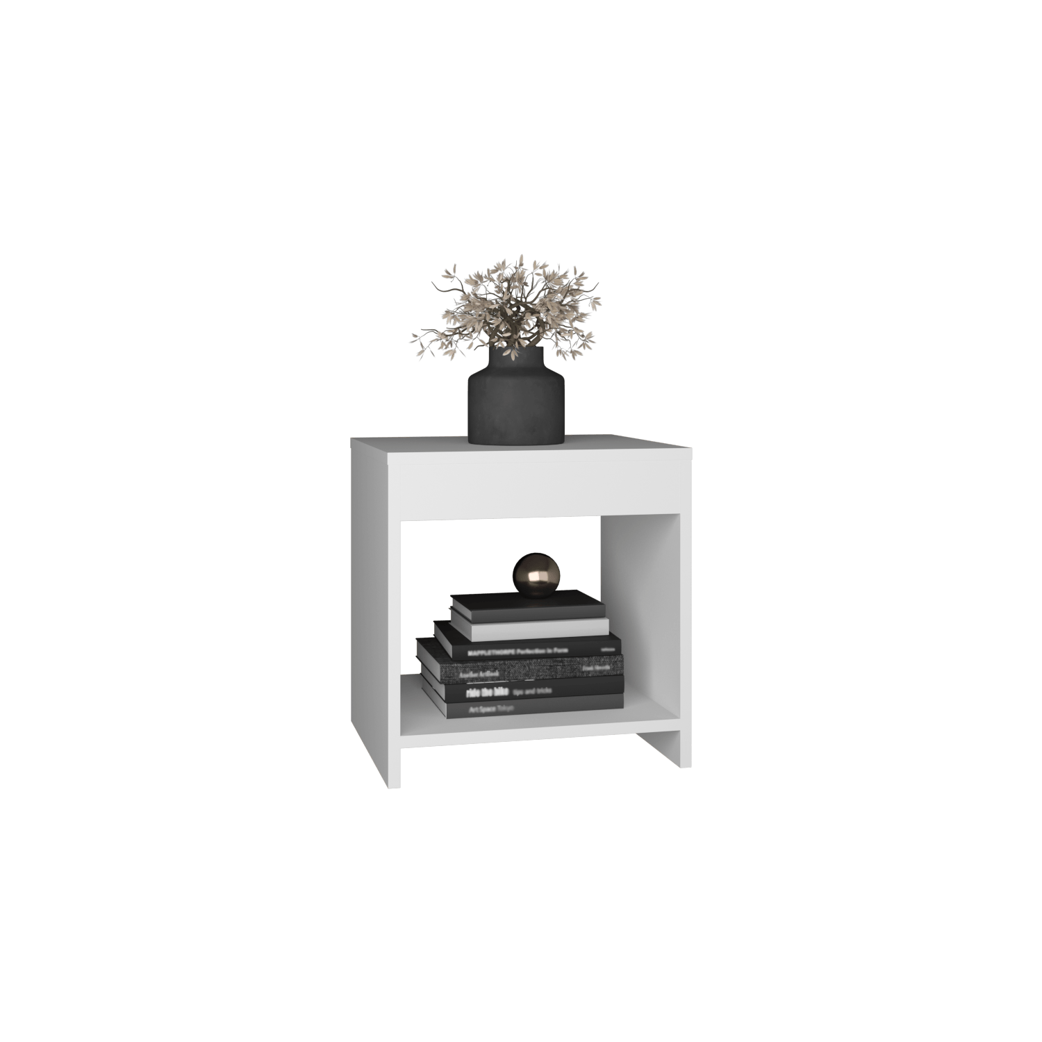 Mesa De Noche Chroma 42X40 Rta Blanco Zf