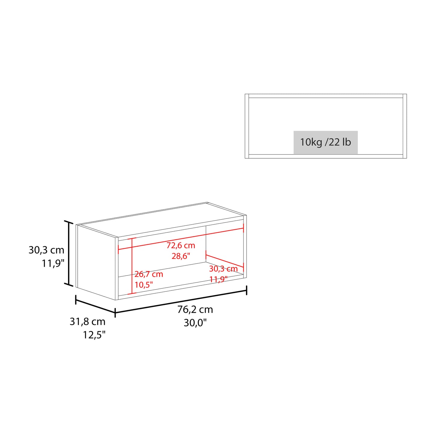 Gabinete Sencillo Pared 30X76X30 Rta Blanco Zf