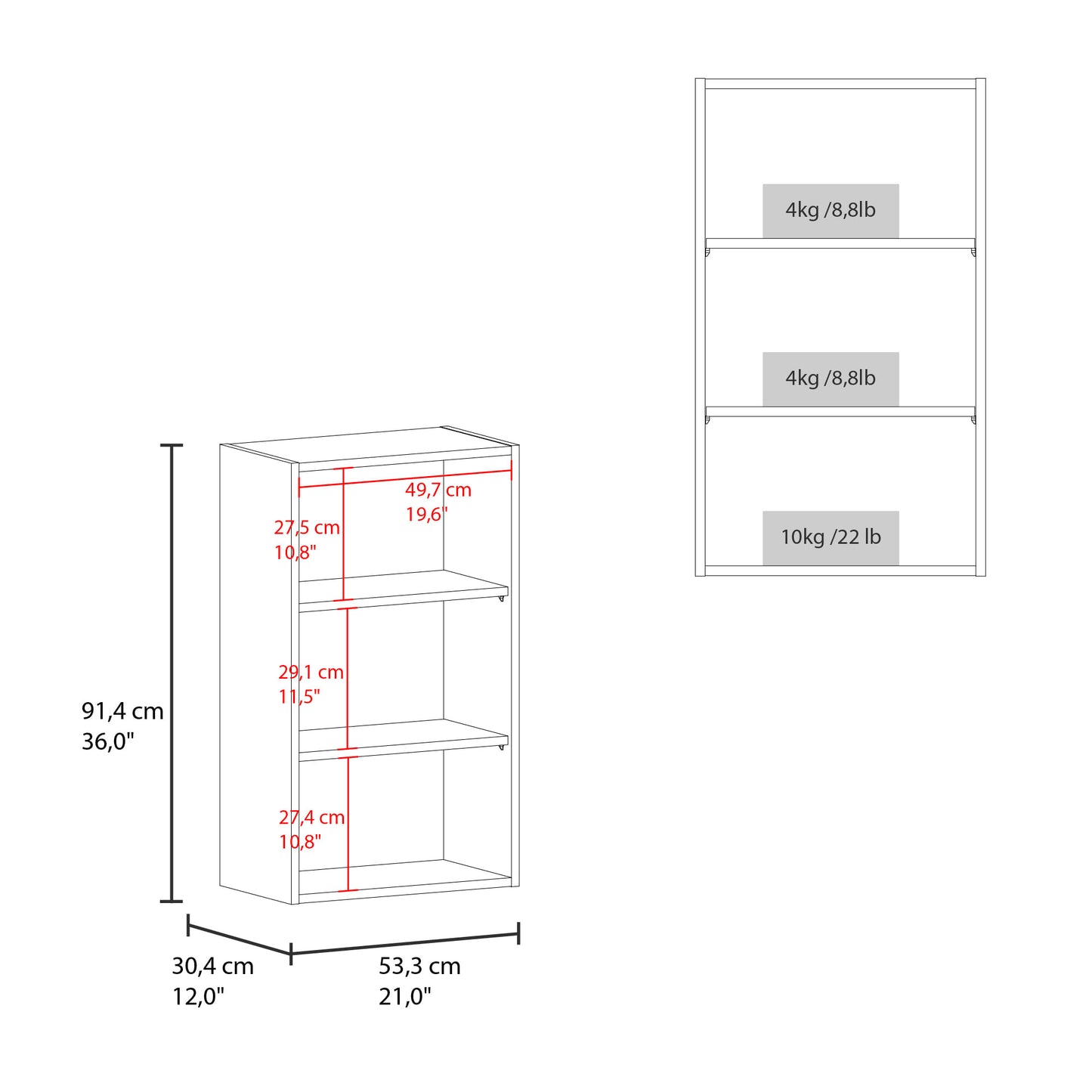 Gabinete De Pared 91X53X30 Rta Blanco Zf
