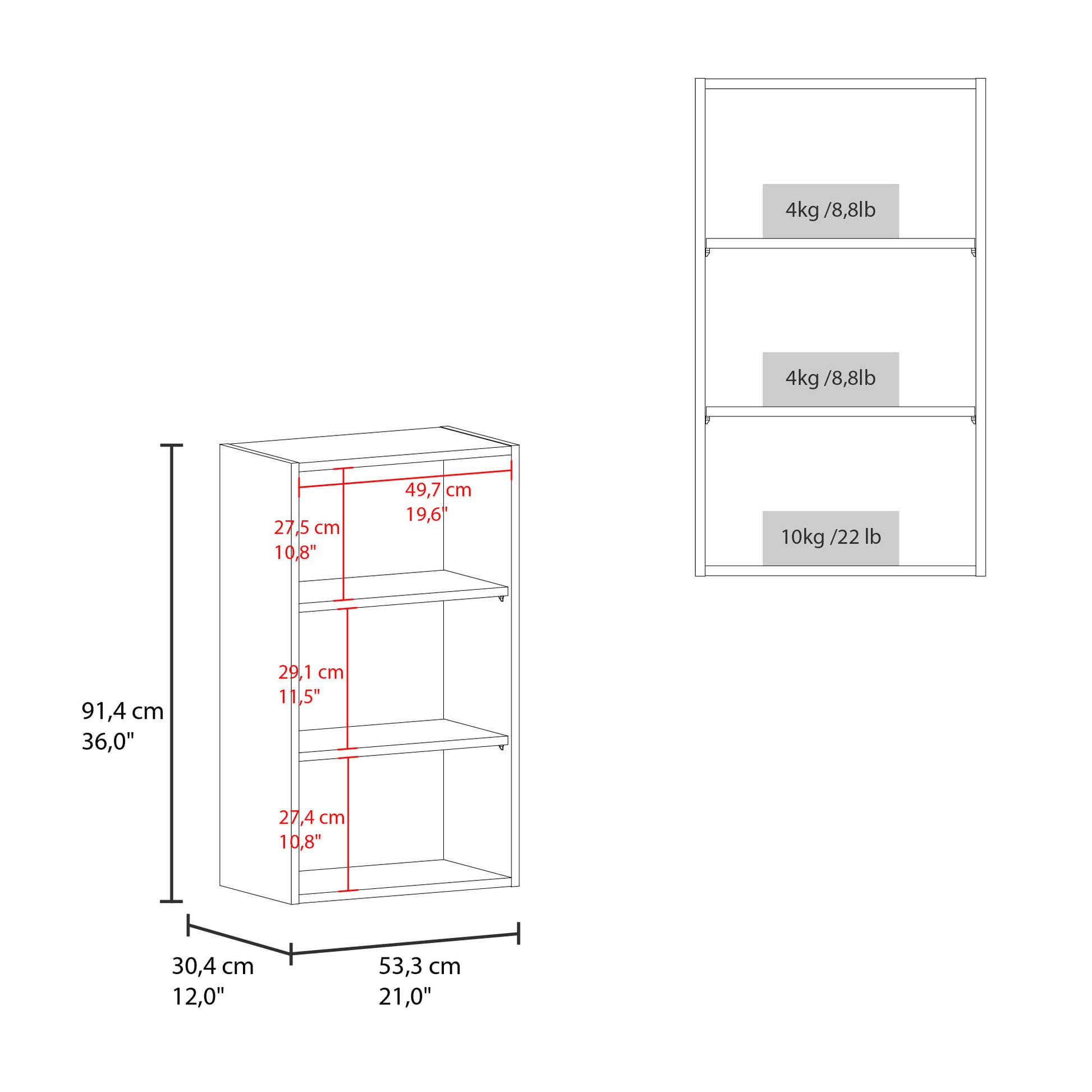 Gabinete De Pared 91X53X30 Rta Blanco Zf