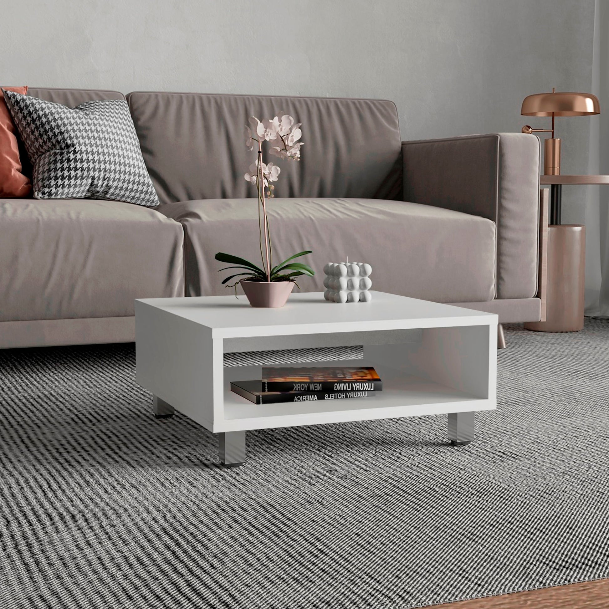 Mesa De Centro Eclipse 26X60X60 Rta Blanco Zf