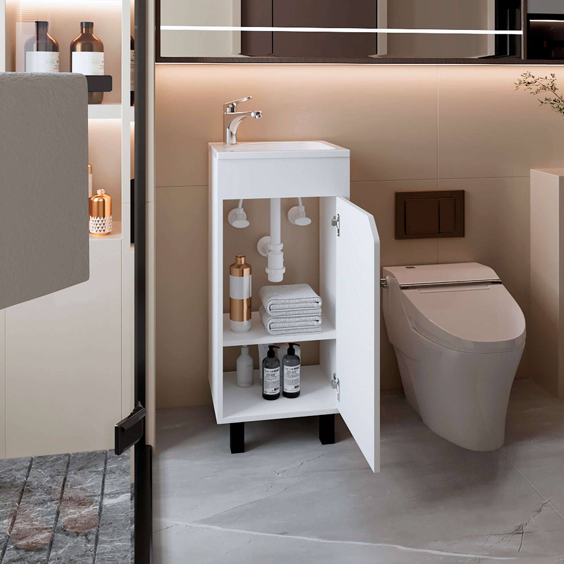 Mueble De Baño A Piso Bethel 40 86X39,6X34,5 Rta Blanco Zf