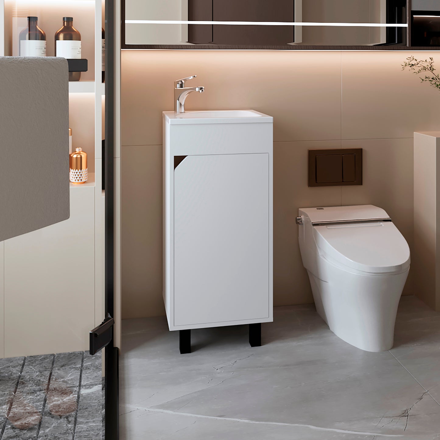 Mueble De Baño A Piso Bethel 40 86X39,6X34,5 Rta Blanco Zf