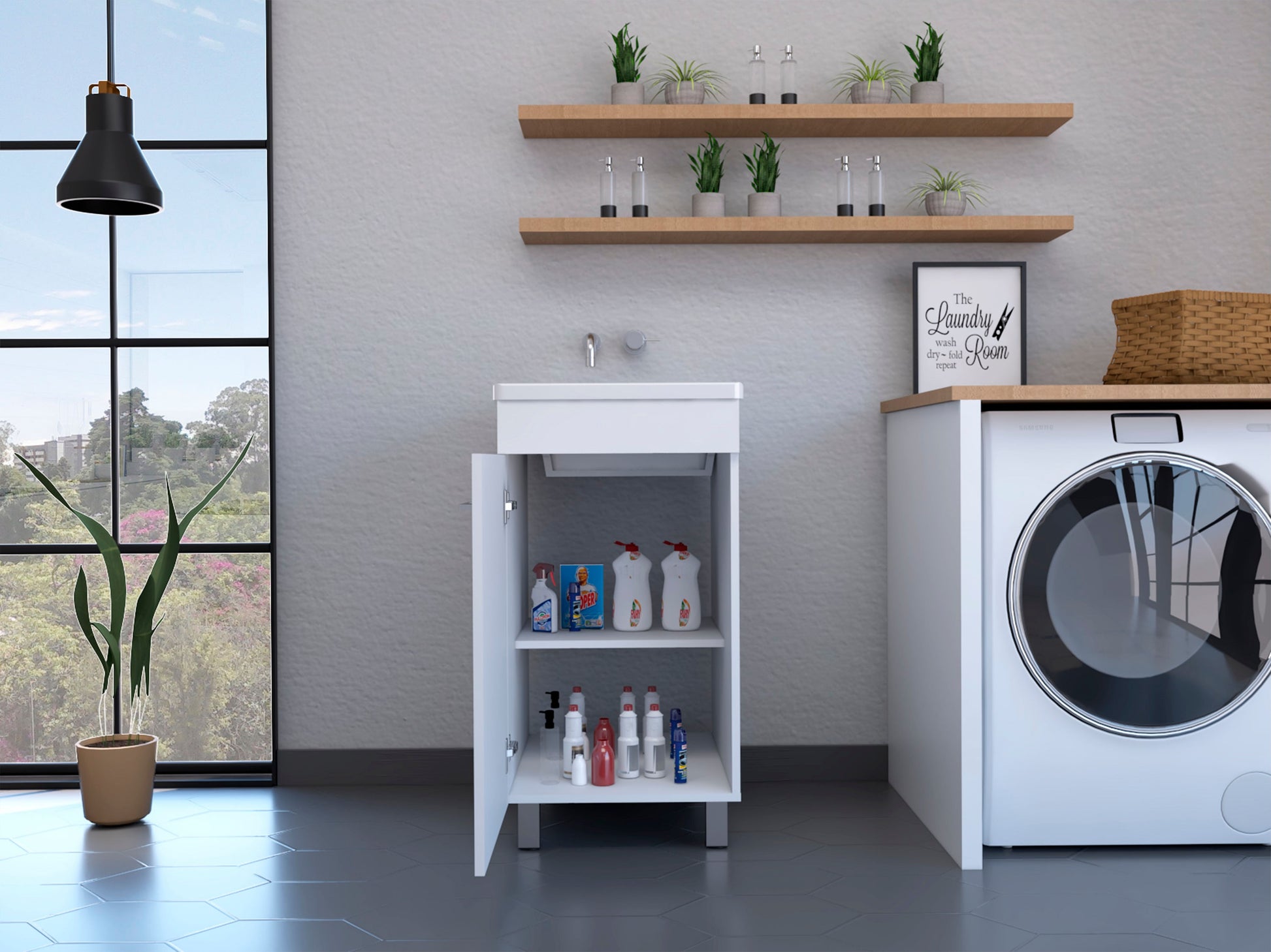 Mueble Lavadero Valento 48 Rta Blanco