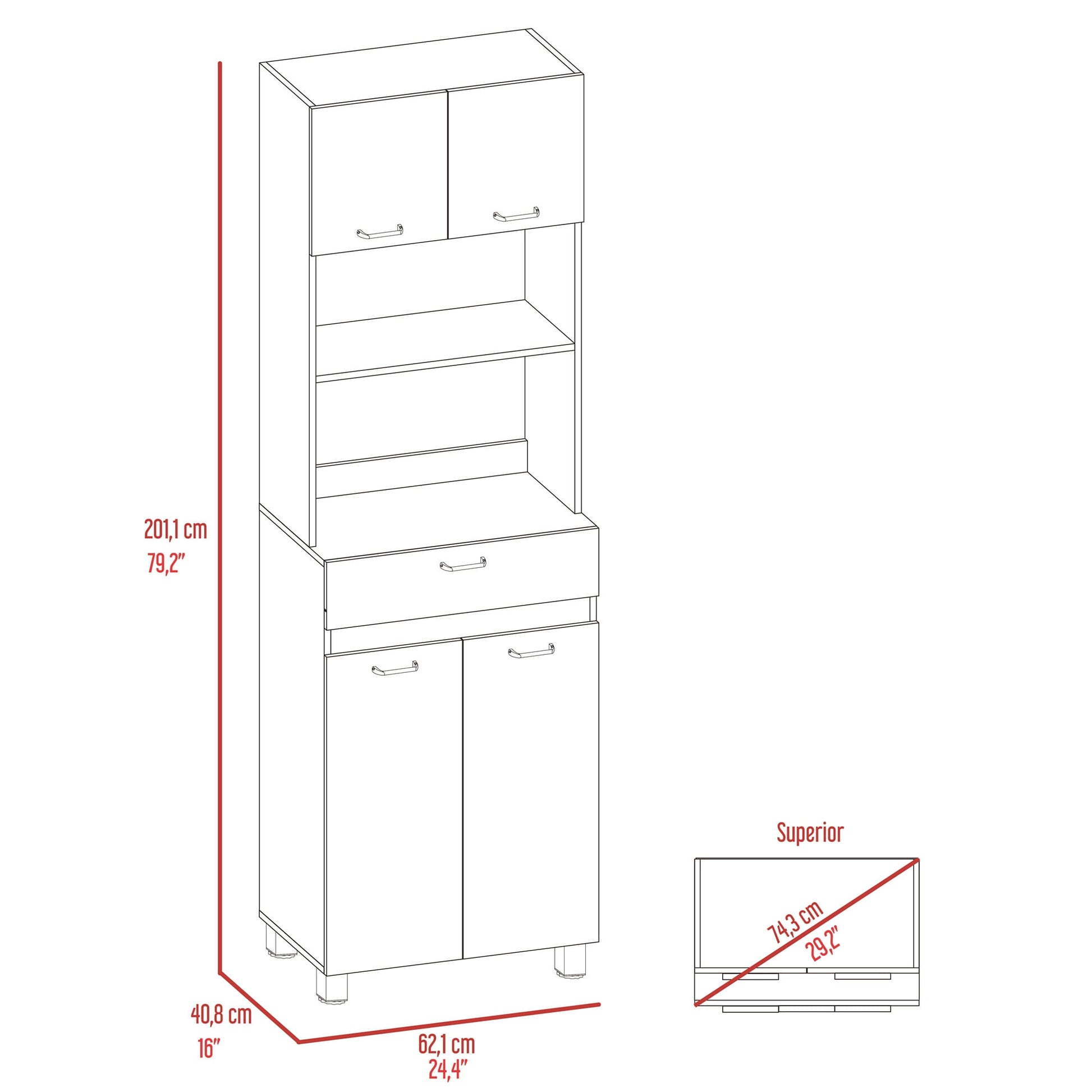 Modulo Microondas Caribe 200X62X40 Rta Blanco Zf