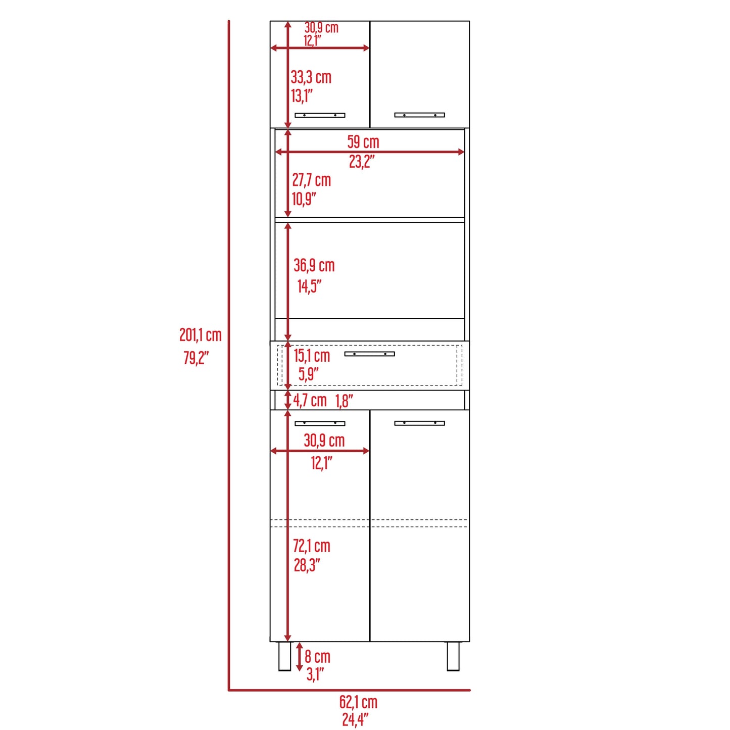 Modulo Microondas Caribe 200X62X40 Rta Blanco Zf