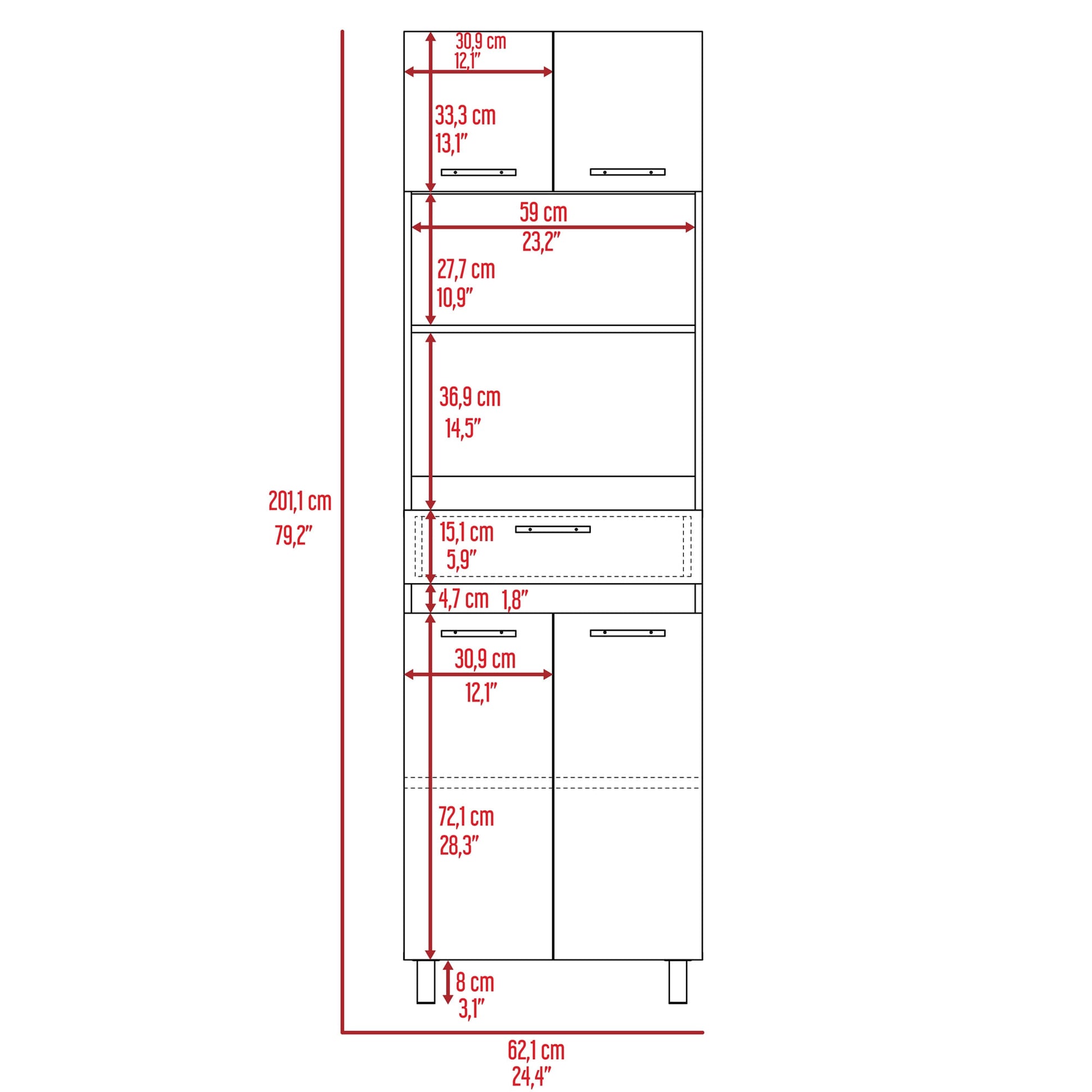 Modulo Microondas Caribe 200X62X40 Rta Blanco Zf