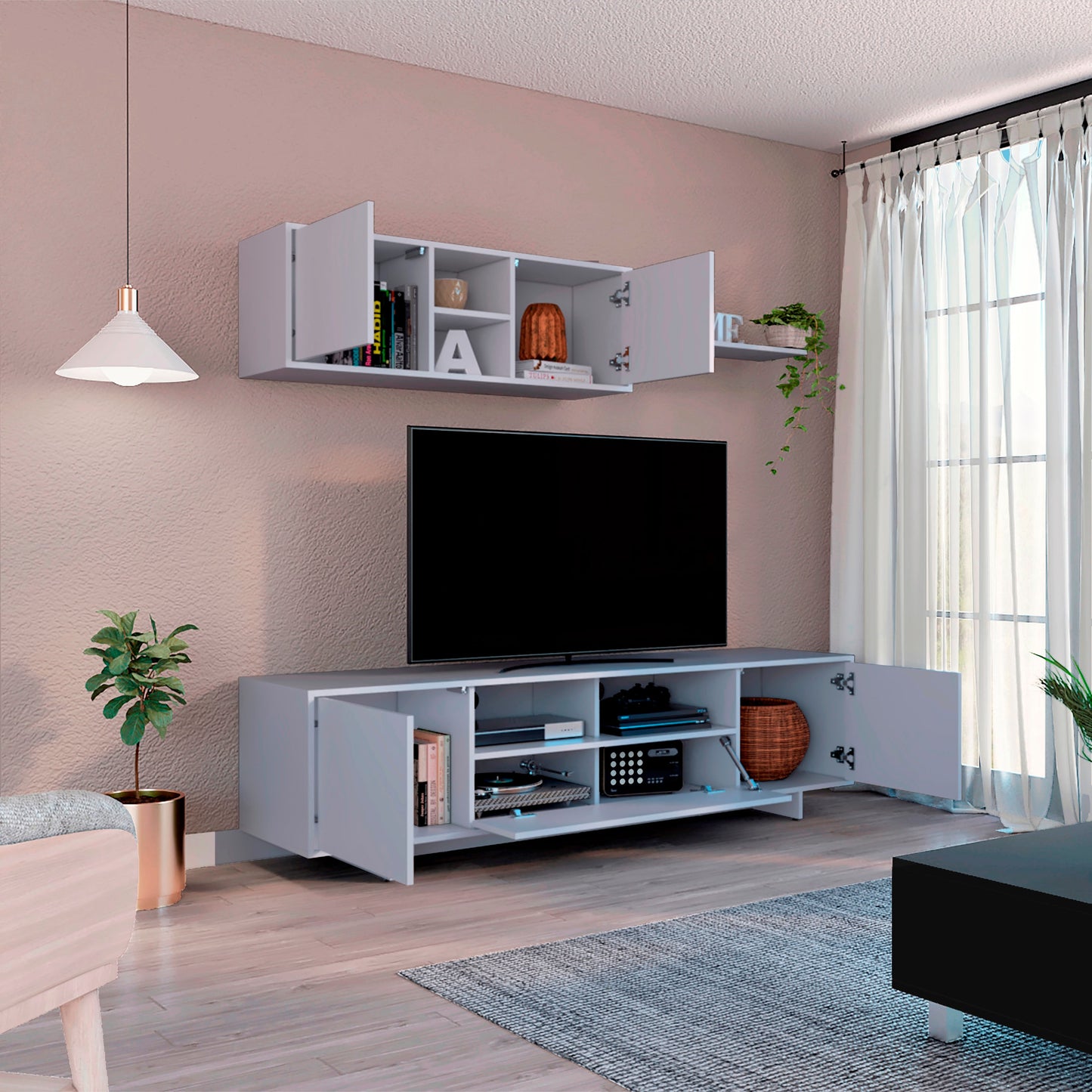 Mueble De Salon 180 Agata Tv 65'' Rta Blanco