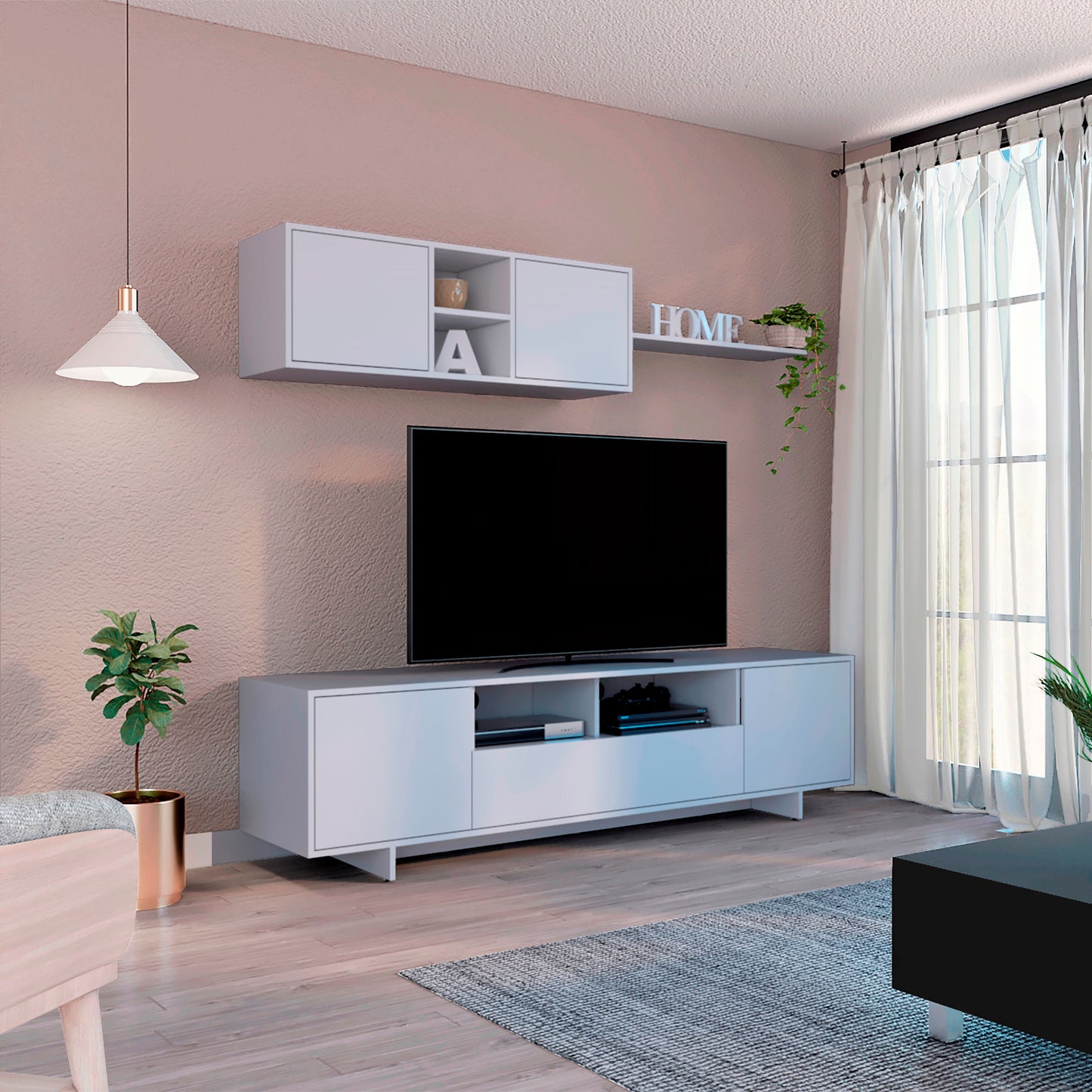 Mueble De Salon 180 Agata Tv 65'' Rta Blanco