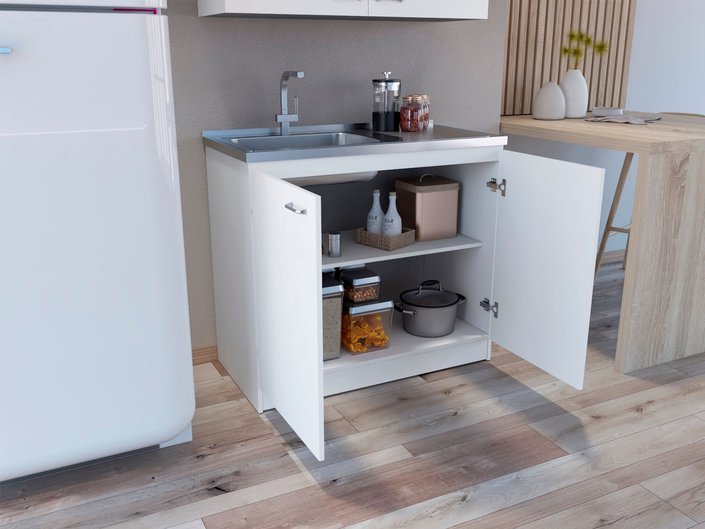 Mueble  Inferior Cocina Napoles 100 Rta Blanco
