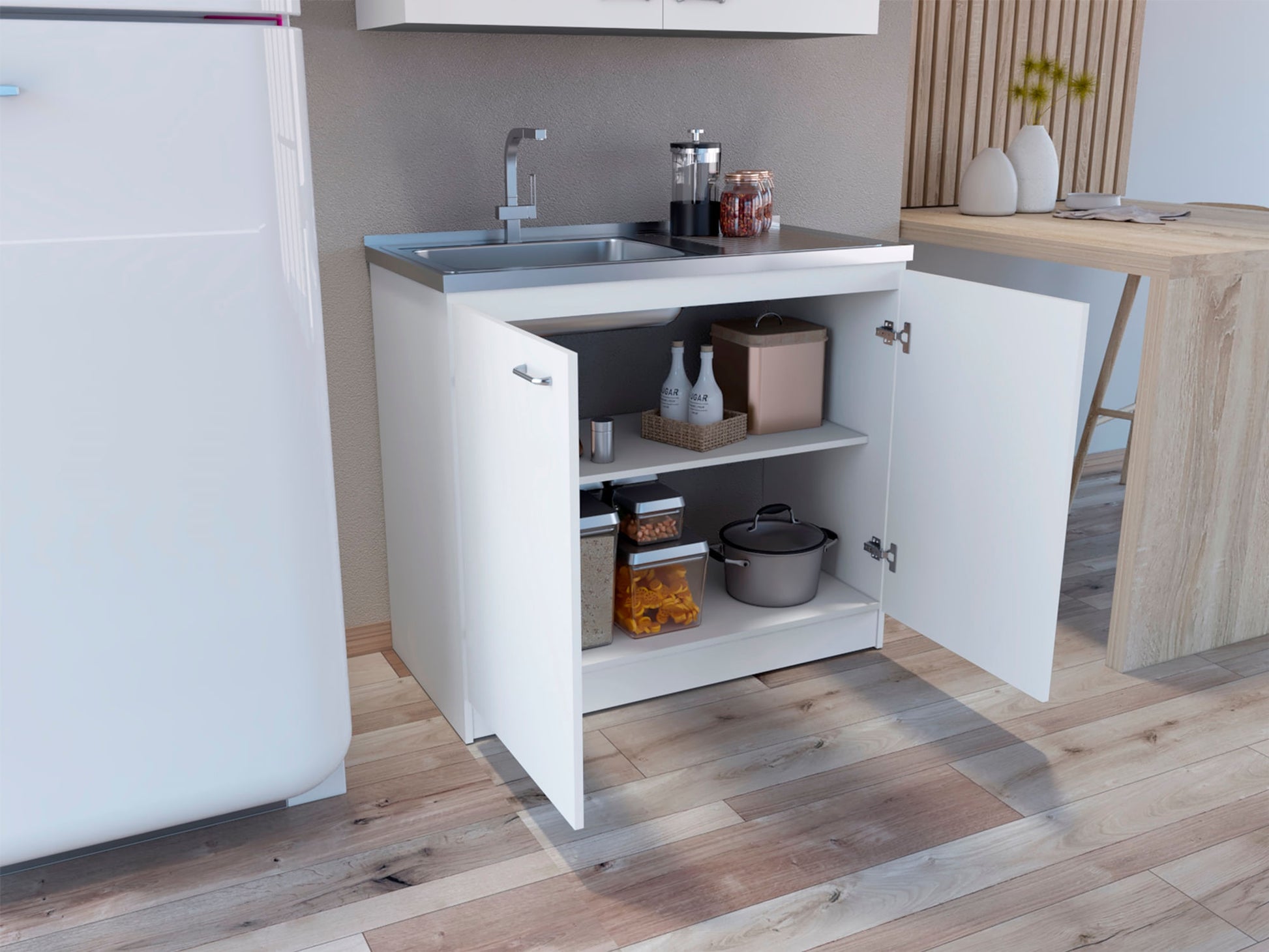 Mueble  Inferior Cocina Napoles 100 Rta Blanco