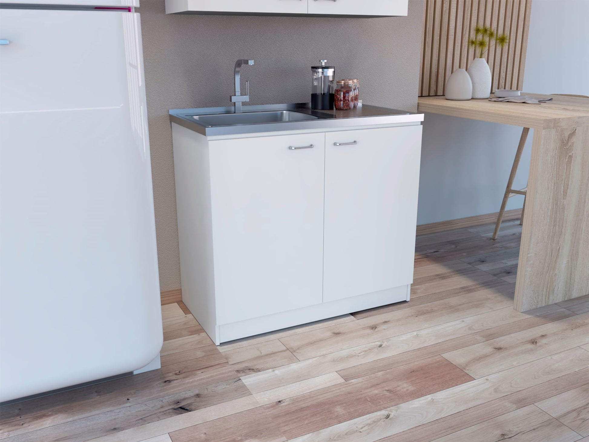Mueble  Inferior Cocina Napoles 100 Rta Blanco