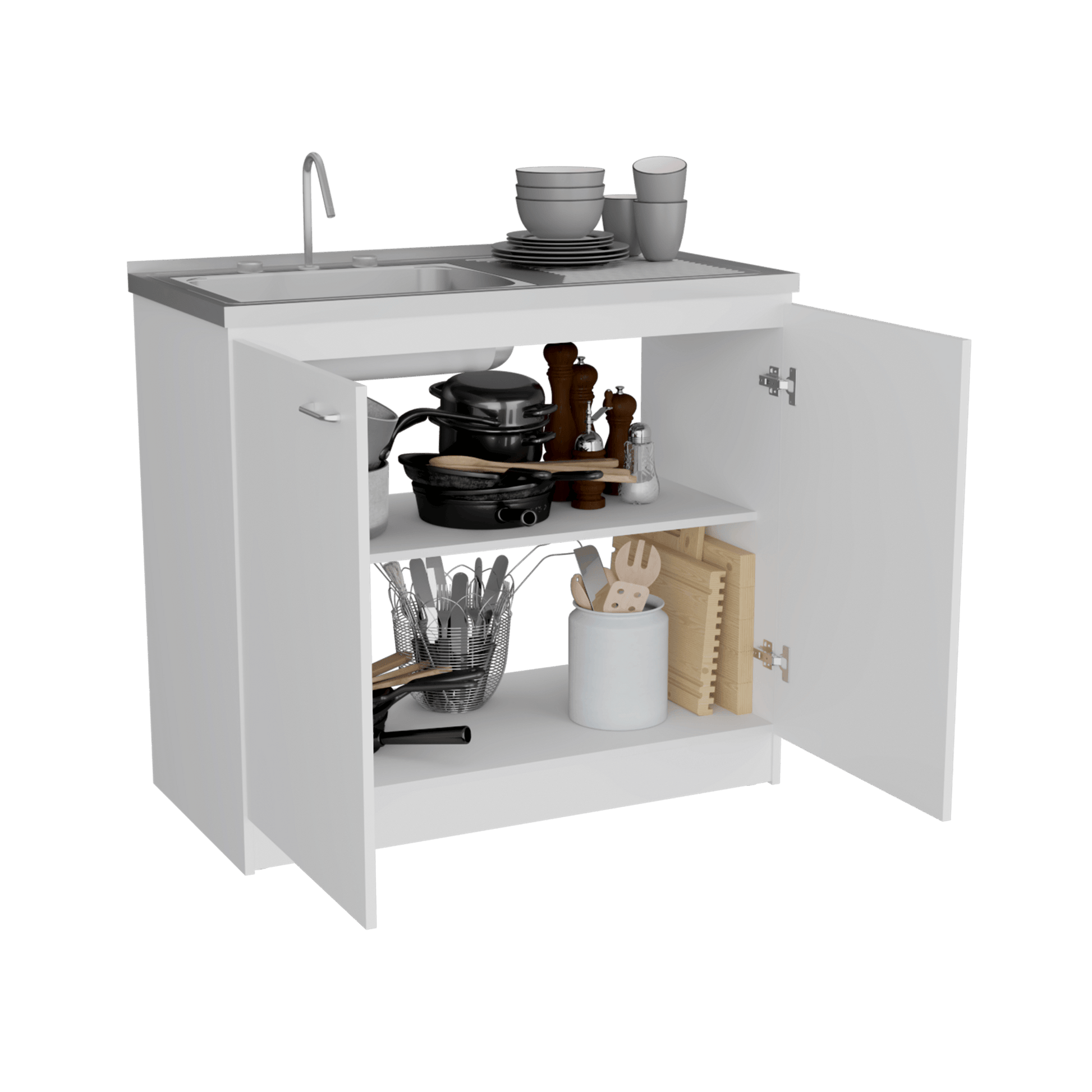 Mueble  Inferior Cocina Napoles 100 Rta Blanco