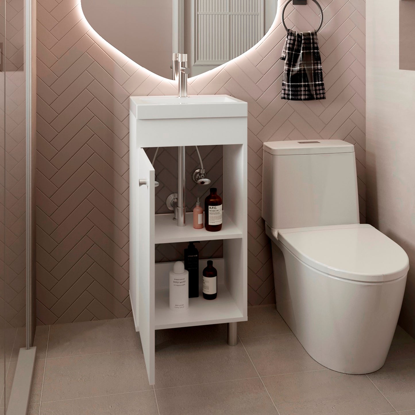 Mueble De Baño Rivera  84X40X32 Rta Blanco Mqz Zf