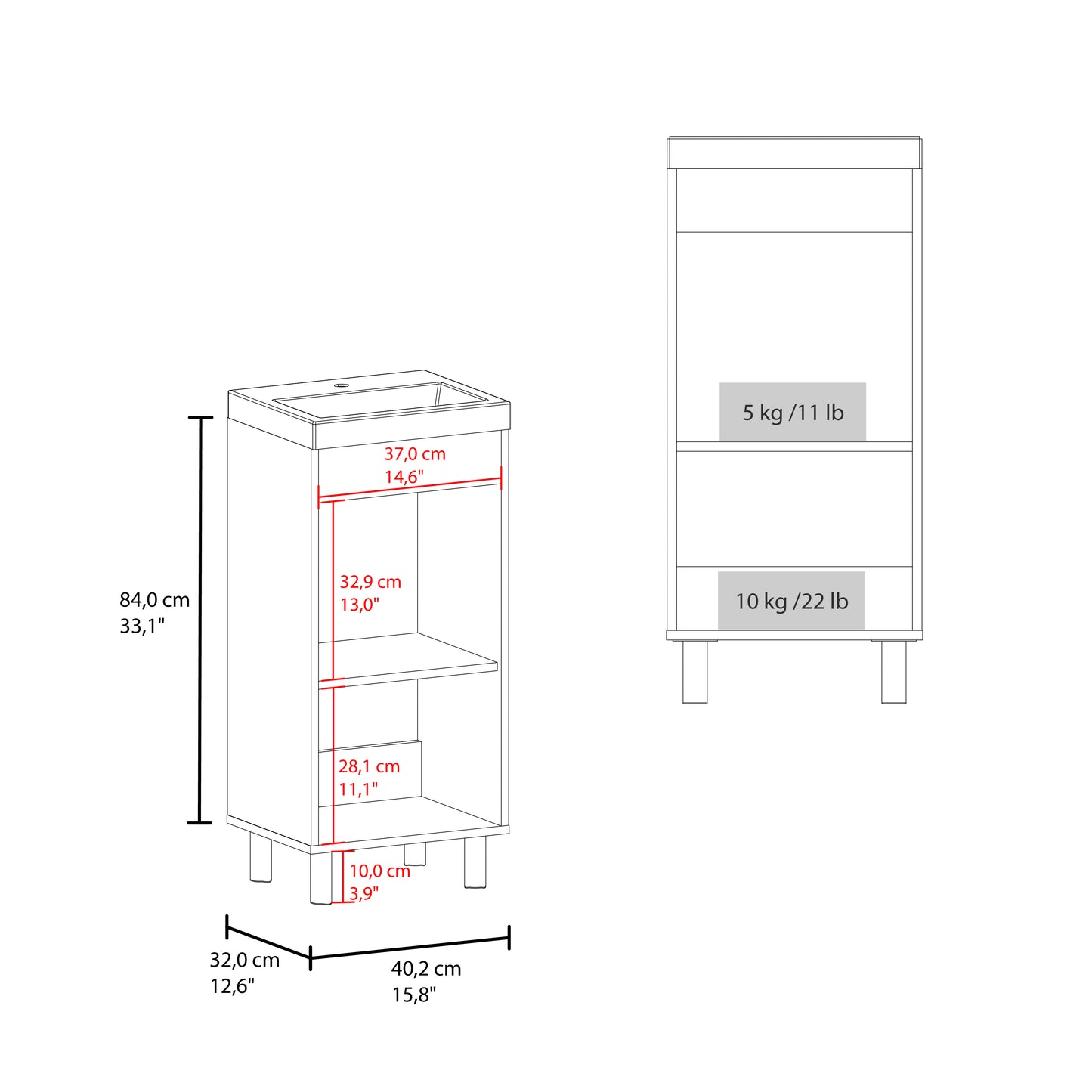 Mueble De Baño Rivera  84X40X32 Rta Blanco Mqz Zf