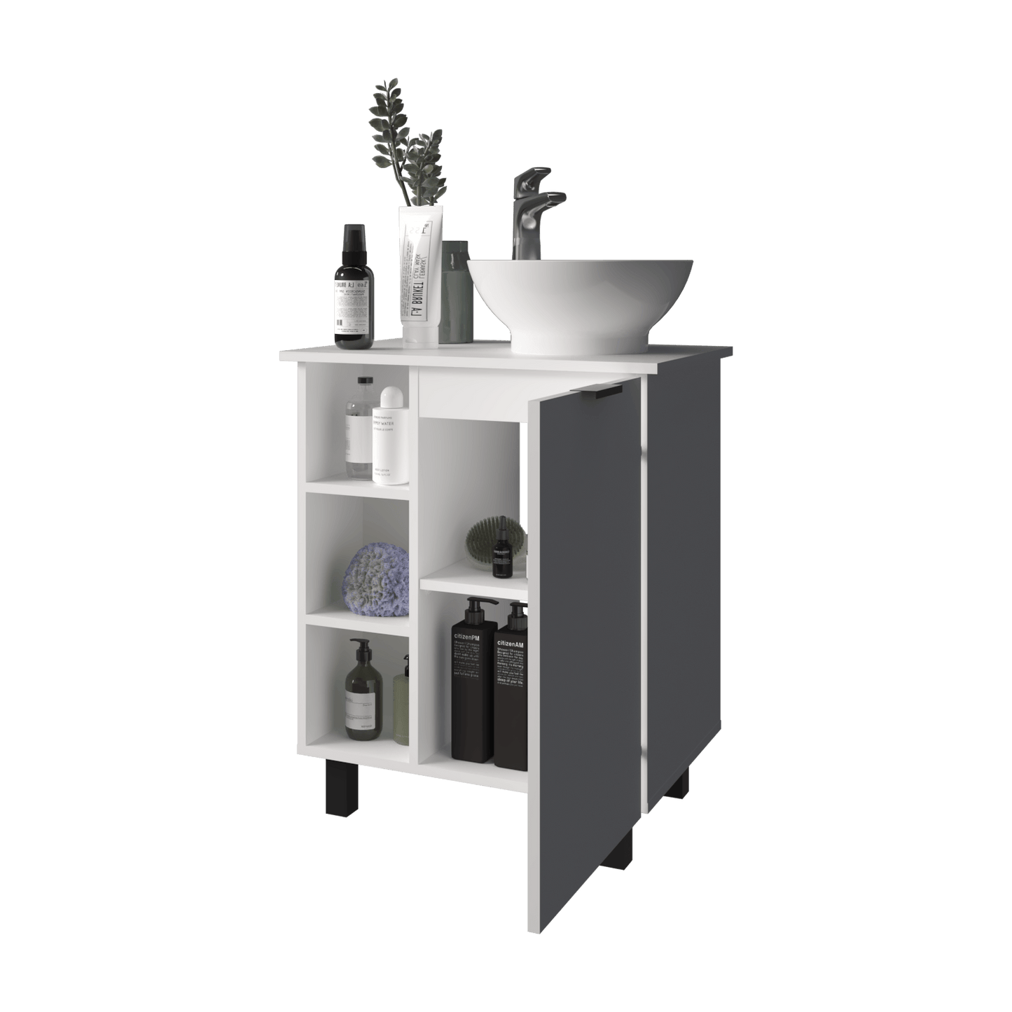 Mueble De Baño Alegra 88X62X42 Rta Blanco Mqz Zf