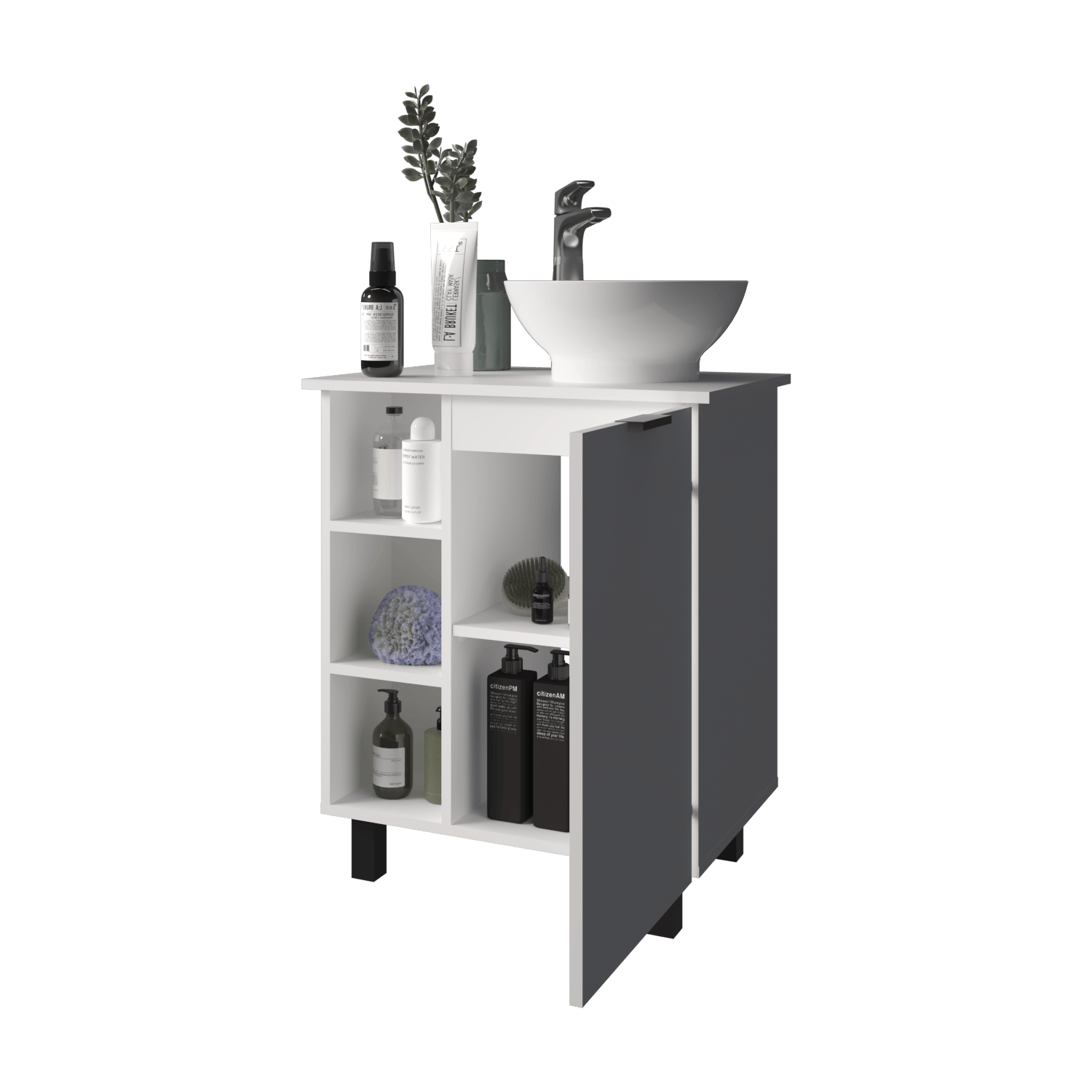 Mueble De Baño Alegra 88X62X42 Rta Blanco Mqz Zf