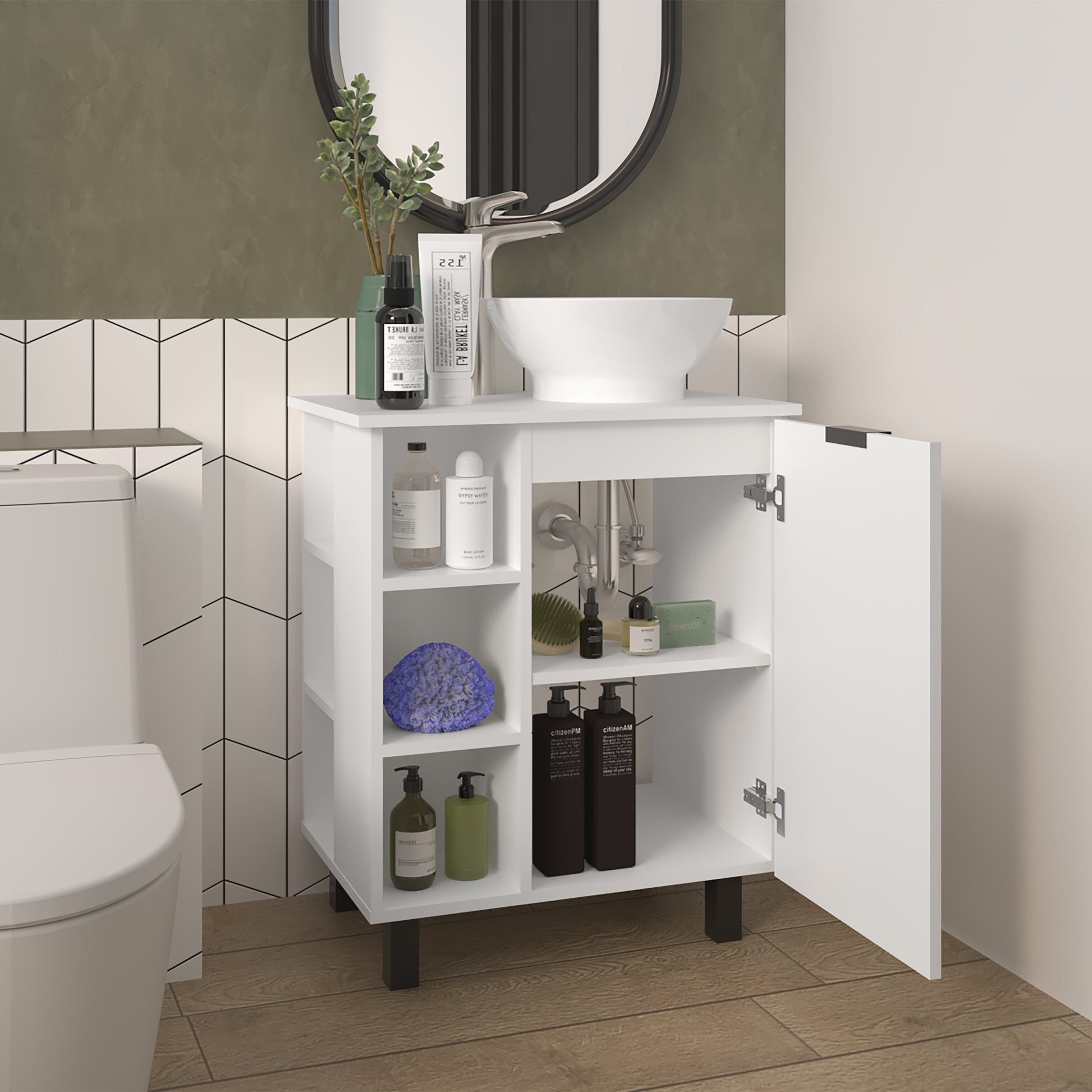 Mueble De Baño Alegra 88X62X42 Rta Blanco Mqz Zf