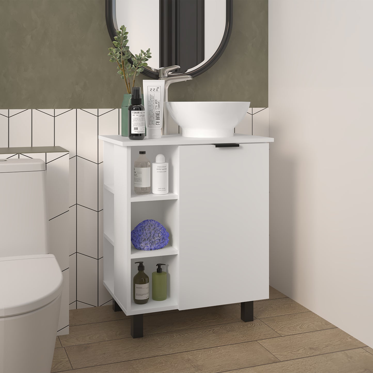 Mueble De Baño Alegra 88X62X42 Rta Blanco Mqz Zf