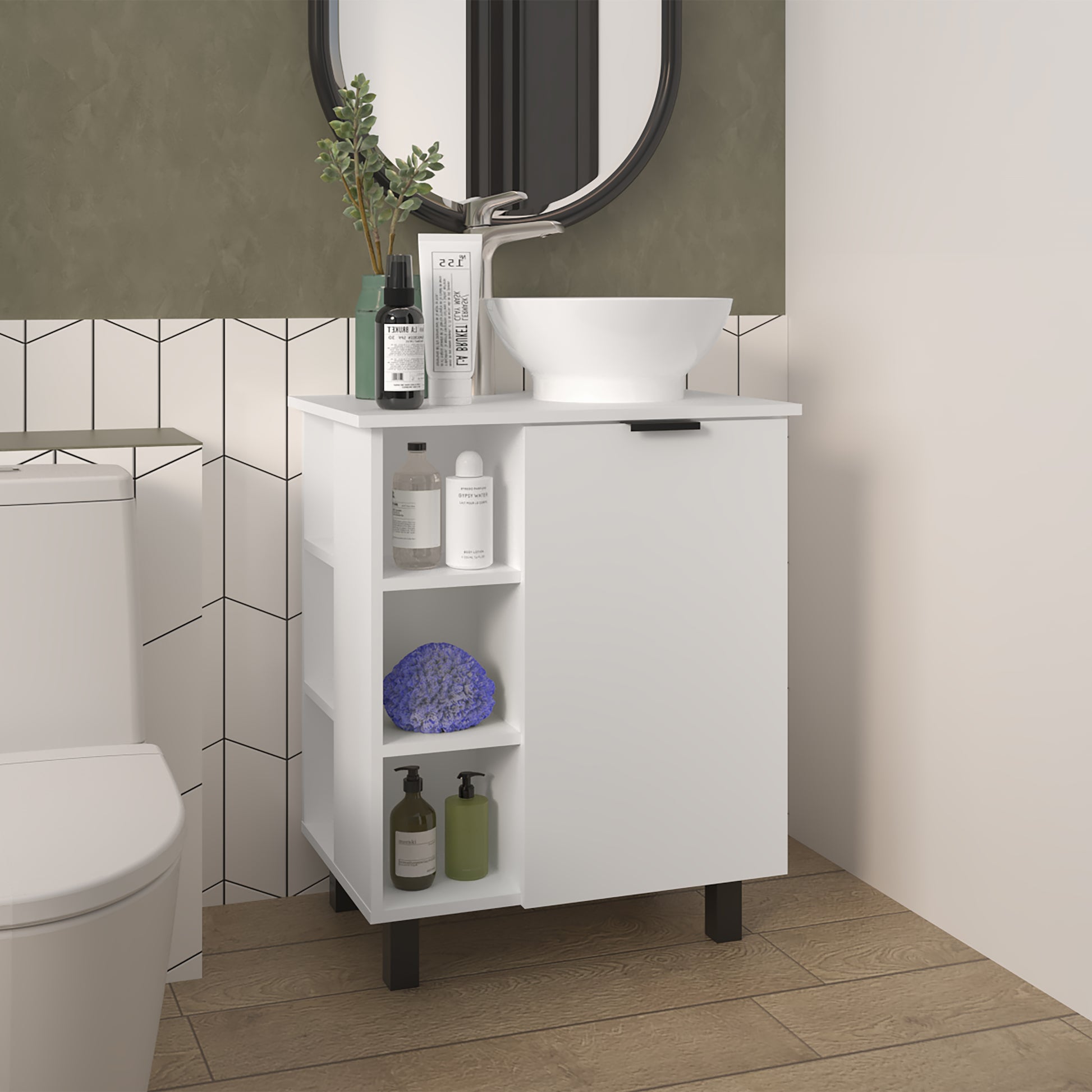 Mueble De Baño Alegra 88X62X42 Rta Blanco Mqz Zf