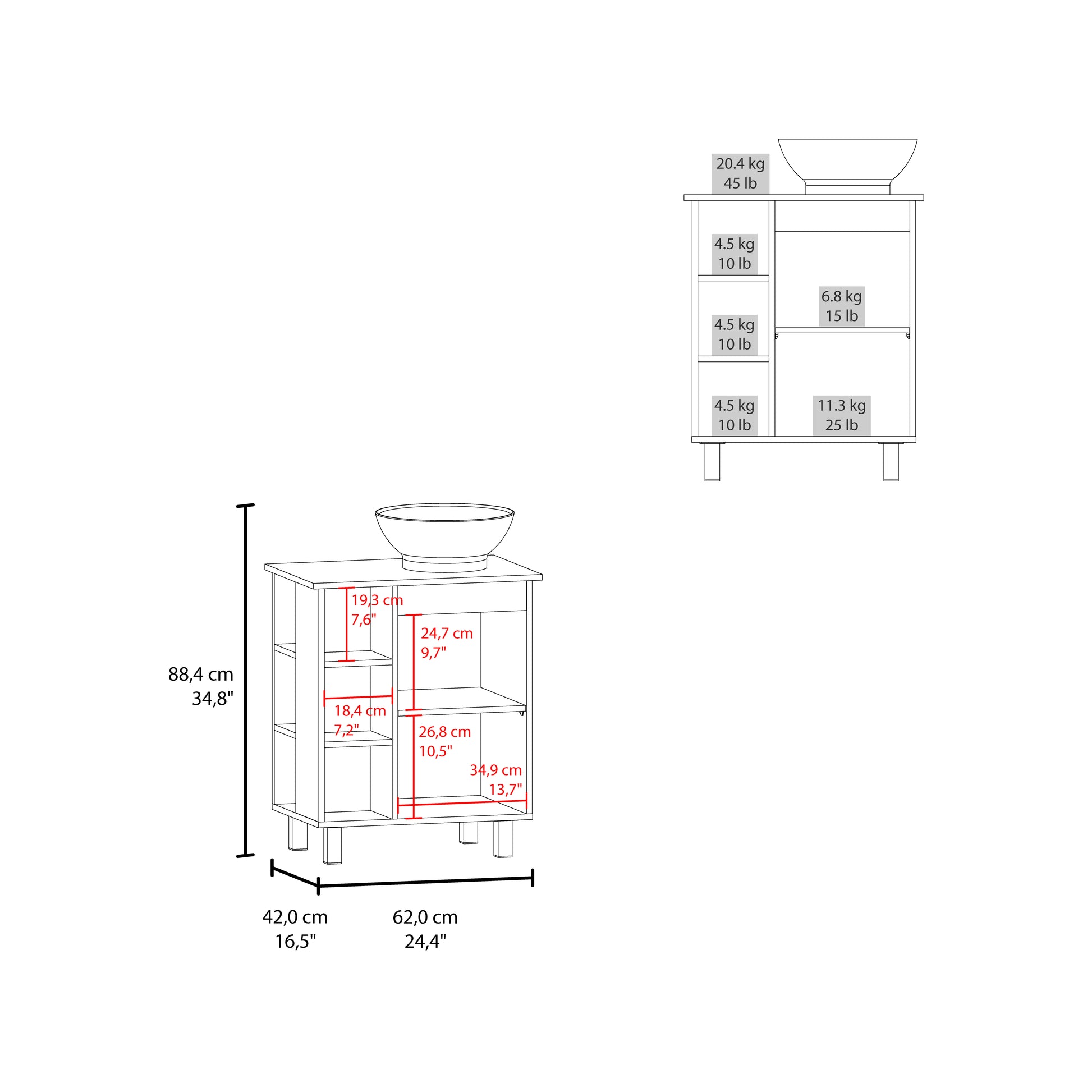 Mueble De Baño Alegra 88X62X42 Rta Blanco Mqz Zf