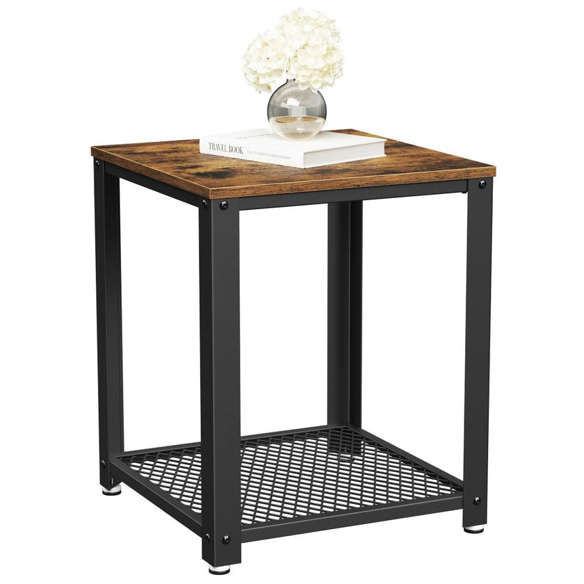 Mesa Auxiliar Metalica 55 X 45 X 45 Café Rustico
