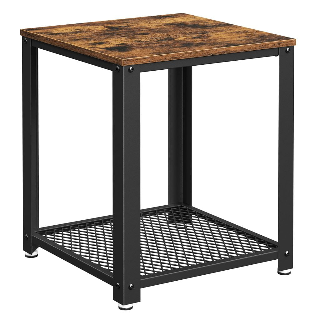 Mesa Auxiliar Metalica 55 X 45 X 45 Café Rustico