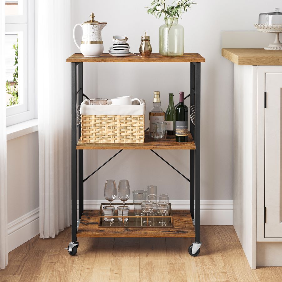 Estanteria De Cocina Movil Café Rustico