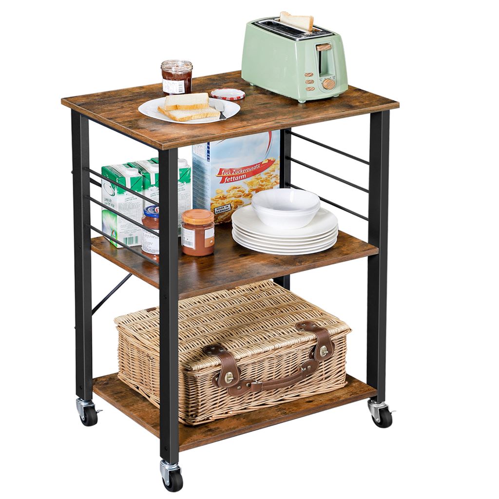 Estanteria De Cocina Movil Café Rustico