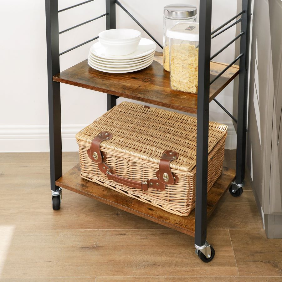 Estanteria De Cocina Movil Café Rustico