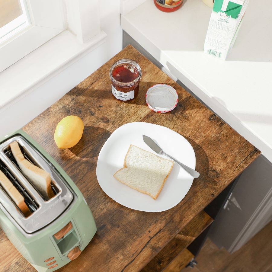 Estanteria De Cocina Movil Café Rustico