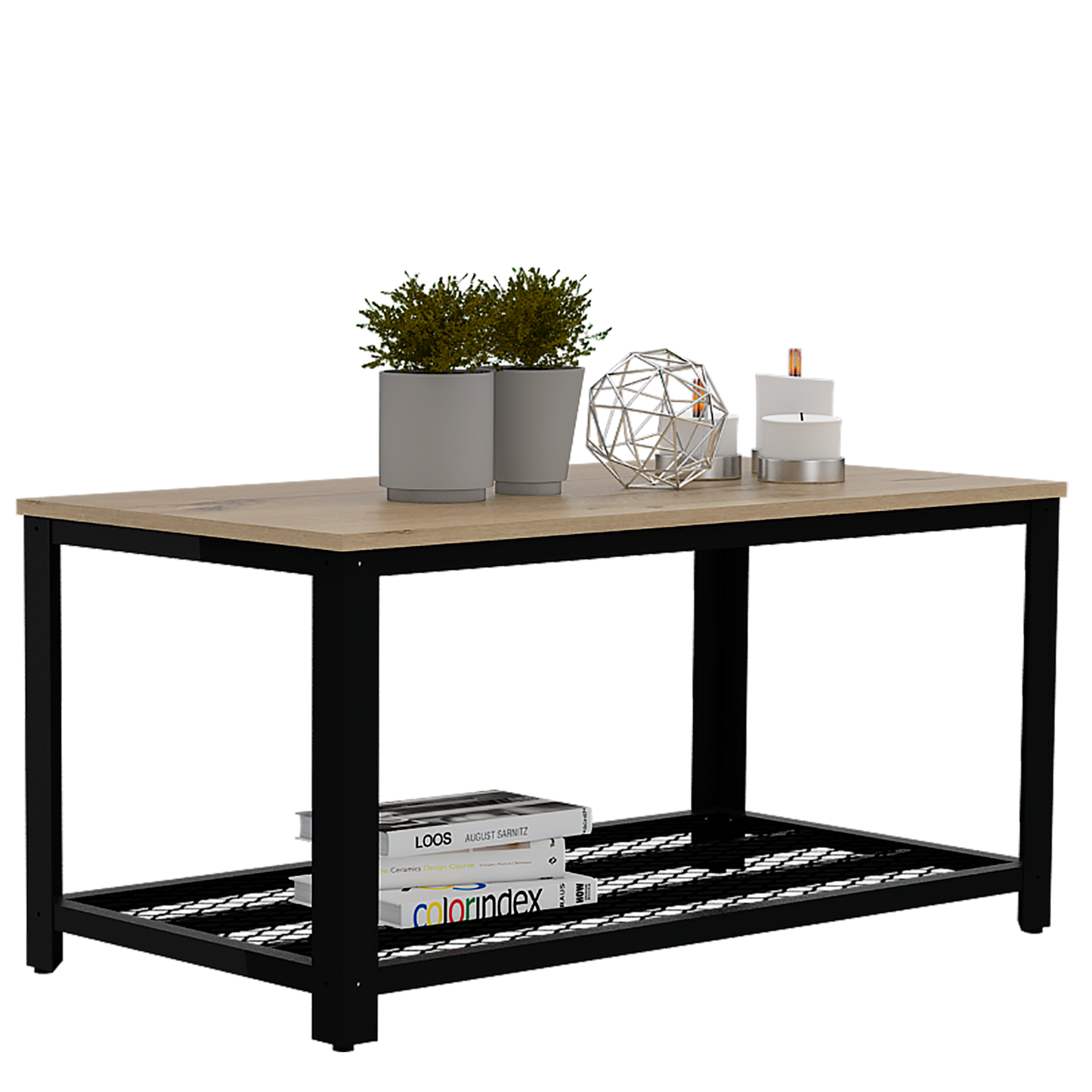 Mesa De Centro Ferrato Rta Duna+Estructura Metálica Negra